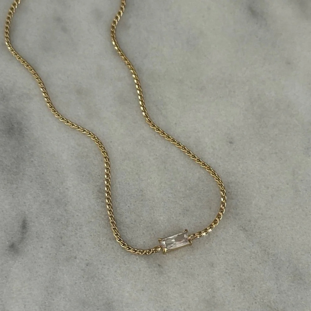 Gold Princess Crystal Chain Link Necklace Brand New - Picture 1 of 5